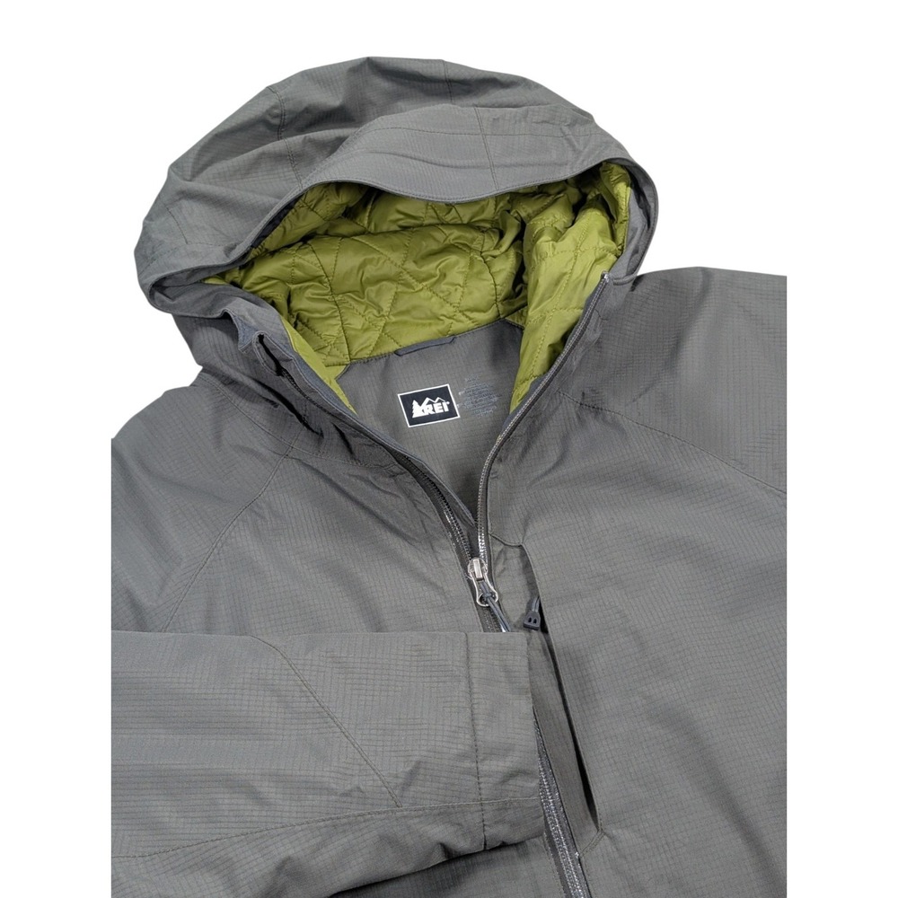 REI Elements E1 Insulated Jacket Mens Large Gray PrimaLoft Hooded Ski Winter